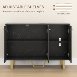 HOMCOM Sideboard Storage Cabinet, Modern Storage Cupboard with Adjustable Shelves and Metal Legs for Living Room, Kitchen, Dining Room, Entryway, Black Marble Tone - thumbnail 5