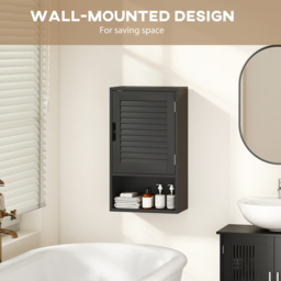 HOMCOM Bathroom Cabinet, Wall Mounted Storage Cabinet with Adjustable Shelves, 40 x 20 x 60 cm, Black - thumbnail 6