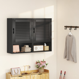 HOMCOM Bathroom Cabinet, Wall Mounted Storage Cabinet with Adjustable Shelves, 40 x 20 x 60 cm, Black - thumbnail 9