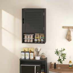 HOMCOM Bathroom Cabinet, Wall Mounted Storage Cabinet with Adjustable Shelves, 40 x 20 x 60 cm, Black - thumbnail 8