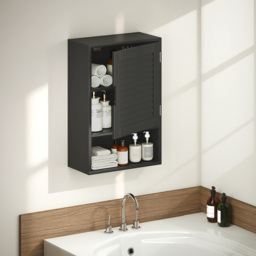 HOMCOM Bathroom Cabinet, Wall Mounted Storage Cabinet with Adjustable Shelves, 40 x 20 x 60 cm, Black - thumbnail 7
