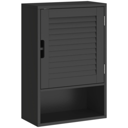 HOMCOM Bathroom Cabinet, Wall Mounted Storage Cabinet with Adjustable Shelves, 40 x 20 x 60 cm, Black - thumbnail 1