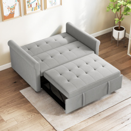 HOMCOM Two-Seater Velvet-Feel Sofa Bed - Grey - thumbnail 8