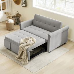 HOMCOM Two-Seater Velvet-Feel Sofa Bed - Grey - thumbnail 7