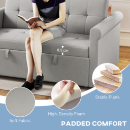 HOMCOM Two-Seater Velvet-Feel Sofa Bed - Grey - thumbnail 6