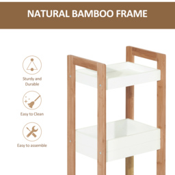 HOMCOM Bamboo Bathroom Caddy: Tiered Organiser for Compact Spaces, Shower Shelving Unit - Aosom UK - thumbnail 4