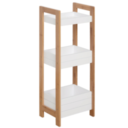 HOMCOM Bamboo Bathroom Caddy: Tiered Organiser for Compact Spaces, Shower Shelving Unit - Aosom UK