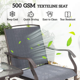 Outsunny Glider Rocking Chair & Table Set 2 Single Seaters Rocker Garden Swing Chair Patio Furniture Bistro Set Grey - Aosom UK - thumbnail 5