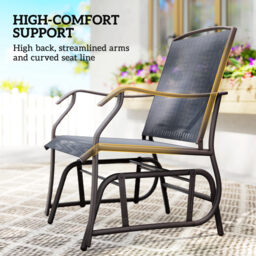 Outsunny Glider Rocking Chair & Table Set 2 Single Seaters Rocker Garden Swing Chair Patio Furniture Bistro Set Grey - Aosom UK - thumbnail 7
