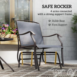 Outsunny Glider Rocking Chair & Table Set 2 Single Seaters Rocker Garden Swing Chair Patio Furniture Bistro Set Grey - Aosom UK - thumbnail 6