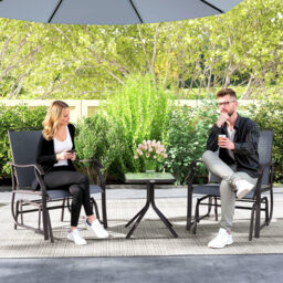 Outsunny Glider Rocking Chair & Table Set 2 Single Seaters Rocker Garden Swing Chair Patio Furniture Bistro Set Grey - Aosom UK - thumbnail 9