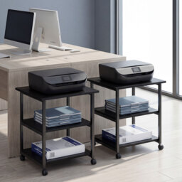 HOMCOM 3-Tier Printer Stand with Storage Shelf, Mobile Printer Table on Wheels, 50 x 50 x 52.5cm Rolling Printer Cart for Office, Black - Aosom UK - thumbnail 9