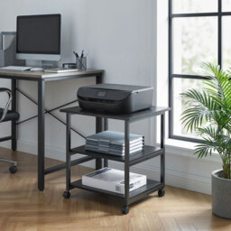 HOMCOM 3-Tier Printer Stand with Storage Shelf, Mobile Printer Table on Wheels, 50 x 50 x 52.5cm Rolling Printer Cart for Office, Black - Aosom UK - thumbnail 8