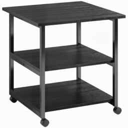 HOMCOM 3-Tier Printer Stand with Storage Shelf, Mobile Printer Table on Wheels, 50 x 50 x 52.5cm Rolling Printer Cart for Office, Black - Aosom UK