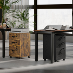 HOMCOM Three Drawer Wood-Effect Filing Cabinet - Rustic Brown - thumbnail 9