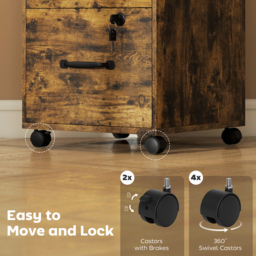 HOMCOM Three Drawer Wood-Effect Filing Cabinet - Rustic Brown - thumbnail 8