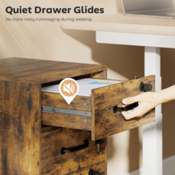 HOMCOM Three Drawer Wood-Effect Filing Cabinet - Rustic Brown - thumbnail 6