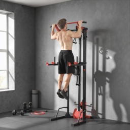SPORTNOW Power Tower with Lat Pull Down Machine, Pull Up Bar, Dip Station, Adjustable Height Power Pack for Home Gym - thumbnail 2