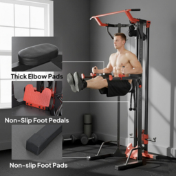 SPORTNOW Power Tower with Lat Pull Down Machine, Pull Up Bar, Dip Station, Adjustable Height Power Pack for Home Gym - thumbnail 8