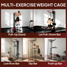 SPORTNOW Power Tower with Lat Pull Down Machine, Pull Up Bar, Dip Station, Adjustable Height Power Pack for Home Gym - thumbnail 4
