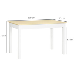 HOMCOM Dining Table for 4 to 6, Modern Kitchen Table with Wood Effect Tabletop, Thick Legs, 120cm, Oak Wood Grain - Aosom UK - thumbnail 3