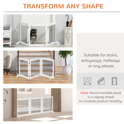 PawHut Dog Gate, Freestanding Pet Gate, Wooden Puppy Fence Foldable Design w/ 61 cm Height 3 Panels, 2 Support Feet, Doorway Stairs White - Aosom UK - thumbnail 4