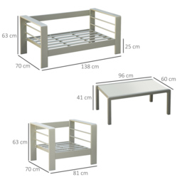 Outsunny 4 Pieces Outdoor Garden Furniture Set, Aluminium Frame Backyard Furniture w/ Thick Padded Cushioned Loveseat Glass Top Table Champagne Gold - thumbnail 3