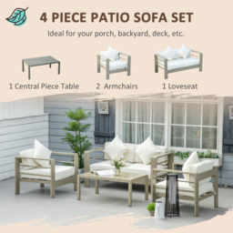 Outsunny 4 Pieces Outdoor Garden Furniture Set, Aluminium Frame Backyard Furniture w/ Thick Padded Cushioned Loveseat Glass Top Table Champagne Gold - thumbnail 4