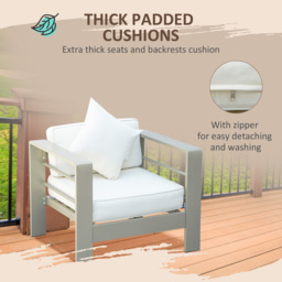 Outsunny 4 Pieces Outdoor Garden Furniture Set, Aluminium Frame Backyard Furniture w/ Thick Padded Cushioned Loveseat Glass Top Table Champagne Gold - thumbnail 5
