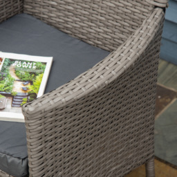 Outsunny 2 Seater Outdoor Rattan Armchair Dining Chair Garden Patio Furniture w/ Armrests Cushions Grey - thumbnail 8