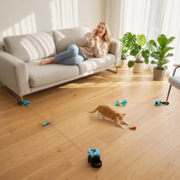 PawHut Interactive Cat Toy for Indoor Kittens & Adult with Adjustable Speed, DIY Track & Mouse Sound - thumbnail 9