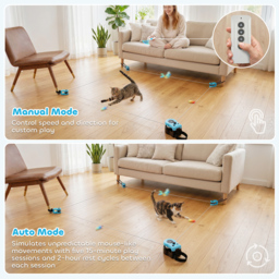 PawHut Interactive Cat Toy for Indoor Kittens & Adult with Adjustable Speed, DIY Track & Mouse Sound - thumbnail 4