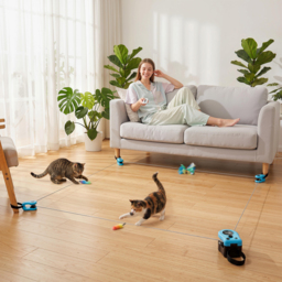 PawHut Interactive Cat Toy for Indoor Kittens & Adult with Adjustable Speed, DIY Track & Mouse Sound - thumbnail 2
