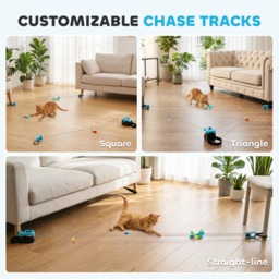 PawHut Interactive Cat Toy for Indoor Kittens & Adult with Adjustable Speed, DIY Track & Mouse Sound - thumbnail 5
