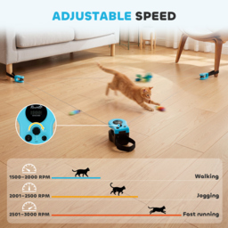 PawHut Interactive Cat Toy for Indoor Kittens & Adult with Adjustable Speed, DIY Track & Mouse Sound - thumbnail 6