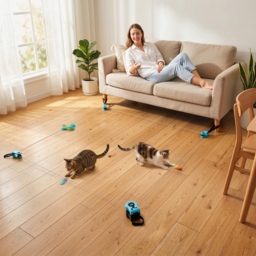 PawHut Interactive Cat Toy for Indoor Kittens & Adult with Adjustable Speed, DIY Track & Mouse Sound - thumbnail 8