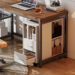 HOMCOM Narrow Mobile Printer Table with Wheels, Rolling Printer Stand with Drawers for Home Office, 30 x 60 x 65 cm, White - thumbnail 9