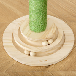 PawHut Cactus-Shaped Cat Tree Tower, Green, with Sisal Scratching Post, Hanging Ball, Funny Cat Ball Platform, 32 x 32 x 60cm - Aosom UK - thumbnail 9