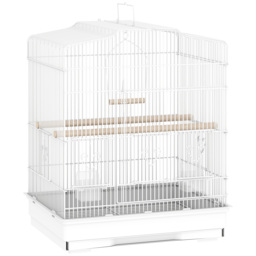 PawHut Large Metal Bird Cage with Perches, Food Bowls, Swing, for Budgies, Parakeets, White - thumbnail 1