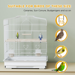 PawHut Large Metal Bird Cage with Perches, Food Bowls, Swing, for Budgies, Parakeets, White - thumbnail 7