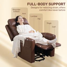 HOMCOM Power Lift Recliner Chair for Elderly, Overstuffed Faux Leather Riser and Reclining Chair with USB A+C Ports, Remote Control, Recliner Armchair for Living Room, Brown - thumbnail 8