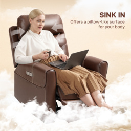 HOMCOM Power Lift Recliner Chair for Elderly, Overstuffed Faux Leather Riser and Reclining Chair with USB A+C Ports, Remote Control, Recliner Armchair for Living Room, Brown - thumbnail 7