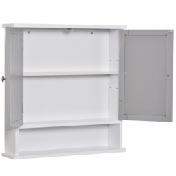 Kleankin Wall Mounted Bathroom Cabinet with Double Mirrored Doors, Storage Organiser and Shelf, Grey - Aosom UK - thumbnail 9