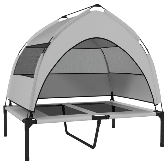 PawHut Portable Elevated Dog Bed with Removable Canopy, Cooling Raised Pet Cot for Medium Large Dogs, 92 x 75 x 89 cm - image 1