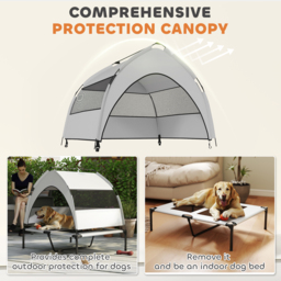 PawHut Portable Elevated Dog Bed with Removable Canopy, Cooling Raised Pet Cot for Medium Large Dogs, 92 x 75 x 89 cm - thumbnail 4