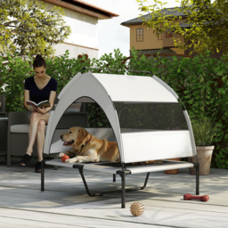 PawHut Portable Elevated Dog Bed with Removable Canopy, Cooling Raised Pet Cot for Medium Large Dogs, 92 x 75 x 89 cm - thumbnail 9