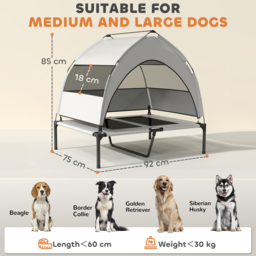PawHut Portable Elevated Dog Bed with Removable Canopy, Cooling Raised Pet Cot for Medium Large Dogs, 92 x 75 x 89 cm - thumbnail 3