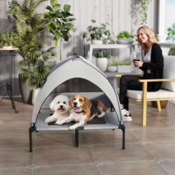 PawHut Portable Elevated Dog Bed with Removable Canopy, Cooling Raised Pet Cot for Medium Large Dogs, 92 x 75 x 89 cm - thumbnail 8