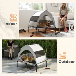 PawHut Portable Elevated Dog Bed with Removable Canopy, Cooling Raised Pet Cot for Medium Large Dogs, 92 x 75 x 89 cm - thumbnail 7