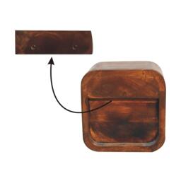 Solid Mango Wood Extra-Mini Curved Bedside Table with Open Shelf, Bedside Cabinet with Robust Steel Frame, 17L x 20W x 20H cm, Brown - Aosom UK - thumbnail 4